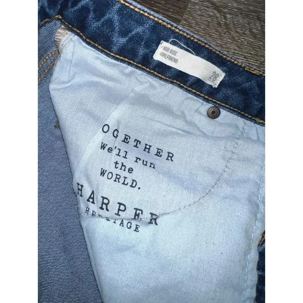 Harper Heritage mid rise girlfriend jeans distressed crop ankle stretch size 28 - Picture 5 of 9
